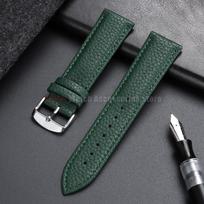Wristband 10/12/14/16/18/19/20/21/22mm Litchi Pattern Leather Watch Band Strap for Men Women High-quality Watchband with Tools 19mm žalia