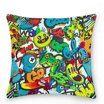 Home Decor Pillowcase Hippie Style Cushion Cover Pop Hip Hop Collection Decorative Peach skin 18*18(CM)-1Pcs