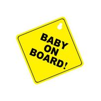 Car Vehicle Window Sucker Sticker Baby On Board Warning Safety Sign Decoration geltona/juoda