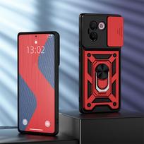 KEYSION Smūgiams atsparus dėklas VIVO V40 Lite 5G, slankiojamas, stumiamas-traukiamas, su apsauginiu žiedu kameros lęšiui, stovu, telefono galinis dangtelis VIVO V30e 5G for VIVO V30e raudona