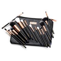 15 makiažo šepetėlių rinkinys su lengvai nešiojamu dėklu (Juoda) | Set Of 15