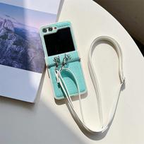 Lanyard Crossbody Weave Leather Phone Case for Samsung Galaxy Z Flip 6 5 4 3 Flip6 Flip5 Flip4 Flip3 5G Protective Cover For Galaxy Z Flip4