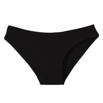 Seksualios su siūlais sportinės medvilninės kelnaitės-stringai moterims, žemo juosmens, trikampio formos M juoda