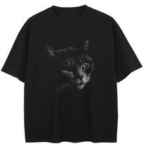 Streetwear juokingo katės grafikos medvilninis marškinėlis Unisex viršutiniai drabužiai trumpomis rankovėmis marškinėlis XXL juoda