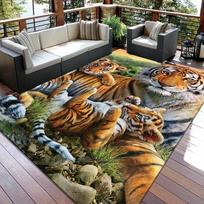3D tigro gyvūno animacinis didelis kilimas namų svetainei, miegamajam, sofai, prie durų dekoracija, žaidimų plotui kilimas, neslystantis grindų kilimėlis 40cm x 60cm gray