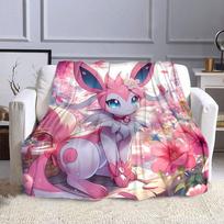 Pokemon Cute Sylveon Eevee Pink Printing Blanket Adult Children Warm Blankets Home Travel Soft and Comfortable Blanket 75x90cm