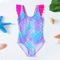 New Children's Swimsuit Mermaid Ruffle Children's One-piece Hot Spring Swimsuit 4Y mėlyna