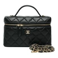 Chanel 25c Auksinė Sagtis Deimantinis Raštas Odinė Grandinėlė Prekės Ženklas Logotipas Užtrauktukas Viena Peties Portfelio Rankinė Avikailio Rankinė Moteriška Juoda Shopping Bag Set(Basic Set+Shopping Bag) juoda