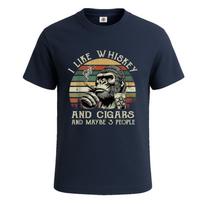 I like whiskey and cigars and maybe retro tshirt ape gorilla novelty tee top 2XL