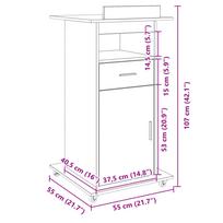 Speaker Podium with Casters & Drawer Smoked Oak Finish 55x55x107 cm