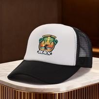 Summer Vibes Beach Sunset Palm Tree Trucker Hat Adjustable Polyester Mesh Cap for Casual Outdoor One Size
