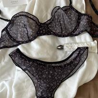 French Ultra Thin Lingerie Set Sexy Lace Floral Prints Bra Fashion Women Underwear Mesh Breathable Intimates Bras and Thong Sets L balta
