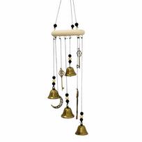 Key Star Bell Wood Witch Wind Chime Wicca Pagan Style Bell Crafts Ornaments  Home Garden Courtyard Wind Chime
