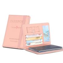 Waterproof Passport Holder Covers Case Travel Pu Leather Credit Card Wallet Cute Passport Book For Women/Men Passport Cover rožinė