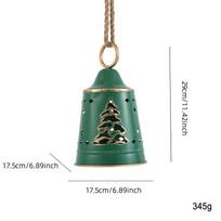 Iron Crafted Wind Chime Ornament with Classic Bell Design for Tree and Wall Hanging Suitable for Holiday Seasonal Decorations žalia
