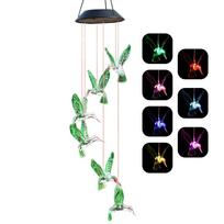 Solar Power Hummingbird Wind Chimes Pendant Lights Solar Rechargeable Lanterns Outdoor Garden Yard Waterproof Decorative Lamp žalia
