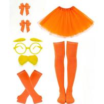 Orange and Yellowe Tutu Costume Yellow Mustache and Eyebrows Set Furry Character Costume Accessories Cosplay Halloween Party Option 1