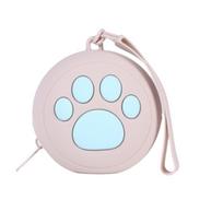 Easy To Clean Waterproof Silicone Dog Treat Pouch Round Zippered Dog Treat Bag Paw Print Training Reward Pouch Keys smėlis