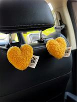 2 plush heart-shaped car hooks - durable and cute seat back hooks for bags and clothes. Easy to install. Perfect car accessories
