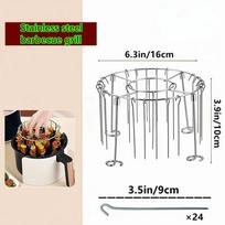 Air Fryer Grill Set: 304 Steel Vertical Grill + 24 Skewers. Grill kabobs evenly indoors/outdoors. Fits 3-6QT models. gryna