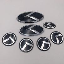 ZZQO4 7 vnt. 3D ABS K raidės Automobilio priekinio dangčio ir galinės bagažinės logotipas Emblema Ženkleliai Lipdukai Kia Sportage Sorento Optima Forte Rio Stinger K5 gray