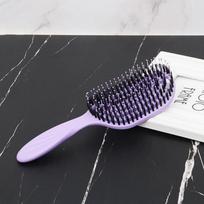Hair Brush Boar Bristle Massage Comb Anti-static Hair Scalp Styling Detangling Hollow Out Nylon Teeth Comb Air Bag Comb violetinė