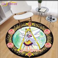 Anime Sailor Moon Spausdintas Kilimas Plotas Kilimai Apvalus Kilimas Svetainei Grindų Kilimėlis Flanelinis Neslystantis Kilimėlis Vaikams 60cm