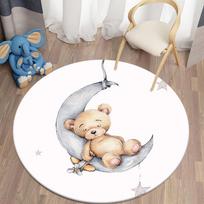 Animacinių filmų meškiukų spaudinių vaikų kilimas Kawaii regiono kilimėliai Apvalus kilimas svetainei grindų kilimėlis Flanelinis neslystantis kilimėlis vaikams Diameter 60cm