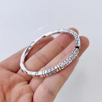 Zuyin 999.9 Mobius žiedinė totemo apyrankė vyrams ir moterims susukto rašto retro kinų stiliaus miško stiliaus vyriška sidabrinė apyrankė Adjustable size