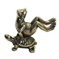 Rankų darbo varlės vėžlio figūrėlė, puikus simbolis žalvaris Miniatiūrinis gyvūninis arbatos gyvūnėlis, skirtas staliniam kompiuteriui Bronze Color