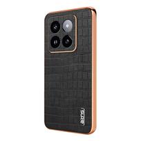 Prabangus krokodilo odos telefono dėklas, skirtas Xiaomi POCO X6 M6 F5 F6 Pro 4G 5G Mi 14 Ultra 13T Pro, atsparus smūgiams, su galvanizuotu rėmeliu For POCO X6 5G juoda