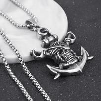 European and American Jewelry Hip-hop Necklace Boat Anchor Pendant Long Accessory ,A Gift for My Boyfriend 5.6*4CM