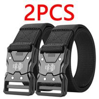 2 vnt. Taktinis juosmens diržas - Patvarus automatinis sagčias, Puikiai tinka lauko nuotykiams, Unisex aksesuaras vyrams ir moterims 125cm gray