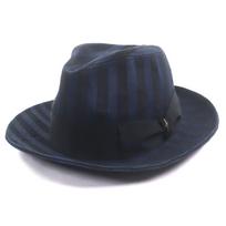 Puiki Borsalino skrybėlė Dryžuotas raštas Logotipas Juostelė Fedora Tamsiai juoda medvilnė Vyriška 57 Naudota