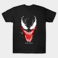 Men Black Print T-shirt Venom No-Cut Transfer Paper Print Cotton Tshirt 3XL juoda
