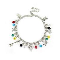 Game Kingdom Heart Charm Bracelet Gems Metal Crystal Beads Crown Key Love Heart Pendant Bracelets for Women Men Jewelry