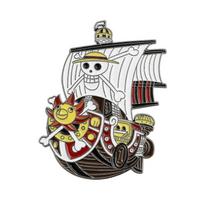 One Piece Pirate Ship Brooch Metal Enamel Pin Anime Jewelry Gift for Fans Clothing Bag Accessories gray