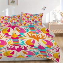 3pcs Lobster print Bedding Set, Ideal for Home Use, Suitable for Bedroom Decor (1*Duvet Cover + 1/2*Pillowcases, No Core) yy250821218 135x200cm pink