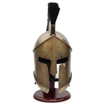 Handmade Spartan King Leonidas Helmet, 300 Movie Replica Greek Warrior Armor, Wearable Cosplay Helmet with Black Plume