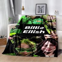 Madinga Billie Eilish Dainininkė Žvaigždė Flanelinė Antklodė Minkšta Šilta Mėtoma Antklodė Miegamajam Svetainei Lovai Kelionei Stovyklavimui Iškylai Dovana 75x90cm