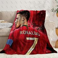 Rudens Žiemos Futbolo Kelionės Dovana Antklodė Šiluma Lova Biuro Snausko Dovana Stovyklavimas Flanelinė Antklodė Patogi Futbolo Minkšta Ronaldo 7 75cmx90cm