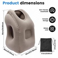 Inflatable Travel Pillow Portable Headrest Chin Support Cushions Support Neck Pillow for Airplane Car Bus Train Office Nap Rest pilka