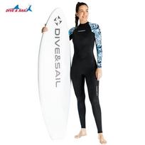 DIVE&SAIL UPF50+ Šilkografija Apsauga nuo medūzų Moteriškas vientisas maudymosi kostiumas Užtrauktukas nugaroje Apsauginis nuo įbrėžimų Banglenčių sporto Custom S juoda