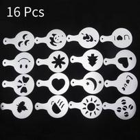Coffee Stencil Templates Set 16 Pieces For Barista Latte Art Durable Plastic white