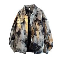 Pavasaris Vyrai Retro Juoda Pilka Džinsinė Striukė Vyrai Mada Skalbtos Daug Kišenių Laisvalaikio Paltai Vyriškos Vintage Džinsinės Striukės XXXL black