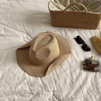 Women Raffia Cowboy Hat Beach Holiday Straw Weave Fedora Panama Jazz Hat Wide Brim Retro Summer Sun Cap with Chinstrap 56-58cm