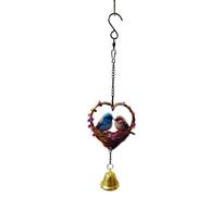 2D flat heart-shaped bird wind chimes with bells, bird heart wind chimes, flat pendants, Valentine's Day gifts