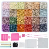 Klijuojamų karoliukų rinkinys 2,6 mm mini karoliukai 144 spalvos „Viskas viename“ rinkinys su pagrindais, mini lygintuvu, pincetu, pikselių meno „pasidaryk pats“ rinkiniu suaugusiems