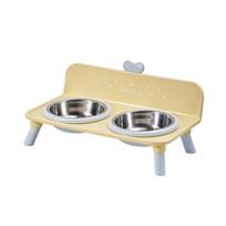 Stainless Steel Pet High-foot Bowl Anti-slip Cat Feeder Bowl Cute Dog Water Bowl  for Puppy and Cat geltona