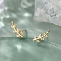 New Fashion Fresh Olive Branch Leaf Earrings Stud Silver Color/Gold Color Exquisite Piercing Earrings for Women Chic Jewelry
